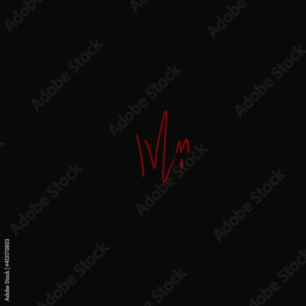 Obraz MM initial handwritten calligraphy, for monogram and logo