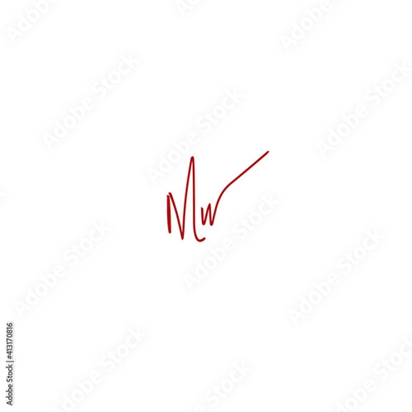Obraz MW initial handwritten calligraphy, for monogram and logo