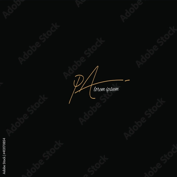 Obraz PA initial handwritten calligraphy, for monogram and logo