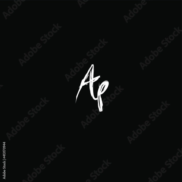 Obraz AP initial handwritten calligraphy, for monogram and logo