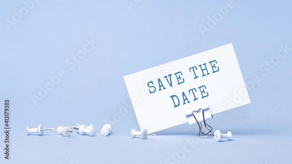 Fototapeta Save the date - concept of text on business card