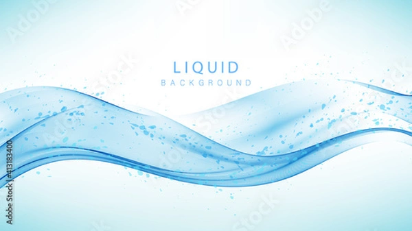 Obraz Abstract blue wave vector background Flow transparent wave