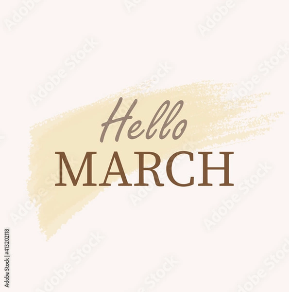 Fototapeta Hello March, simple watercolor background