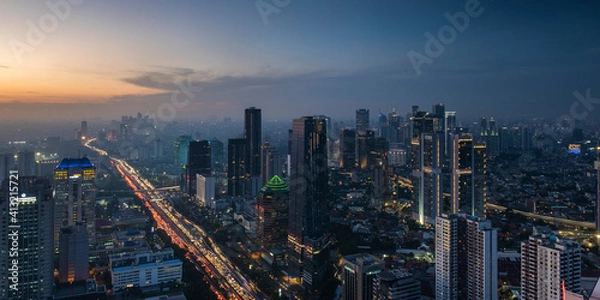 Fototapeta Jakarta Cityscape, the heart of indonesia, the central city of business and administration. Located in Java Island