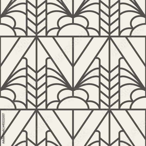 Fototapeta Seamless art deco geometric black and white pattern