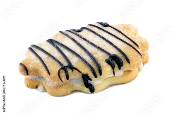 Fototapeta Sugar cake coated with sugar and chocolate.