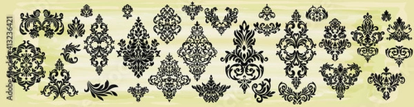 Fototapeta Set of Oriental vector damask patterns for greeting cards and wedding invitations.