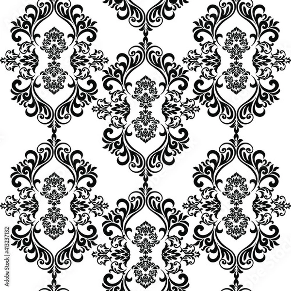 Fototapeta Set of Oriental vector damask patterns for greeting cards and wedding invitations.