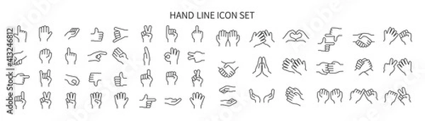 Obraz Hand gesture icon set of various shapes