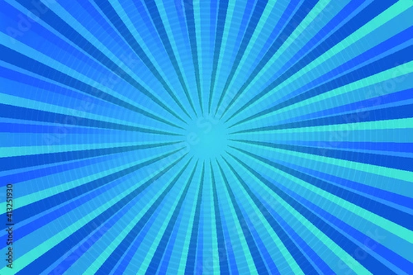 Obraz Modern blue halftone, glowing rays, comic style abstract background with copy space