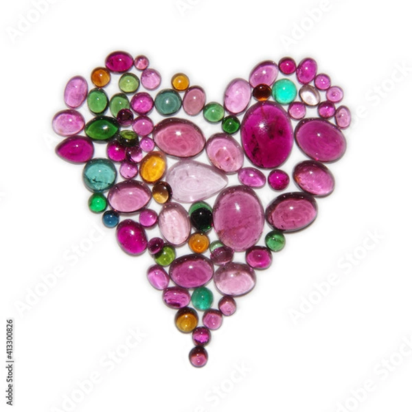 Obraz Many different colors tourmaline cabochons