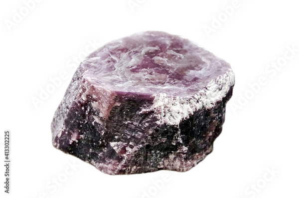 Obraz Natural crude lepidolite stone on white background  