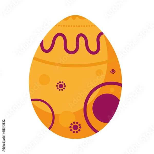 Fototapeta happy easter orange egg paint icon vector illustration design