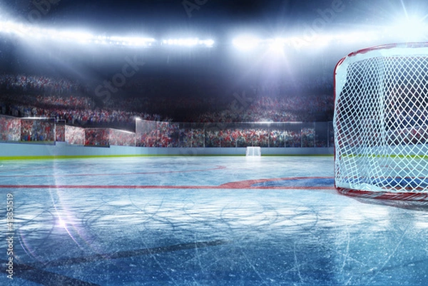 Obraz Empty hockey arena in 3d render background