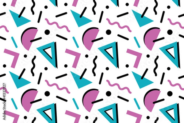 Fototapeta Seamless Teal and Purple 80's Pattern