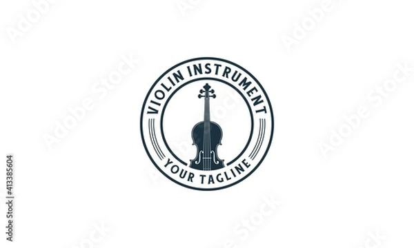 Obraz Violin instrument logo with violin illustration on white background