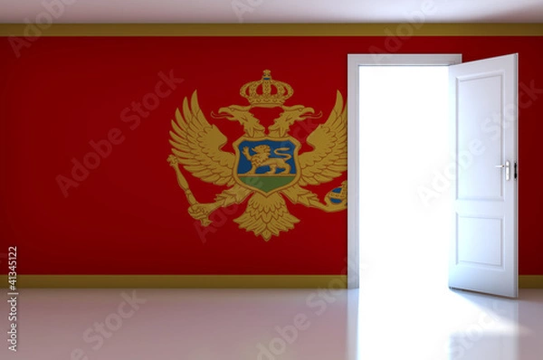 Obraz Montenegro flag on empty room