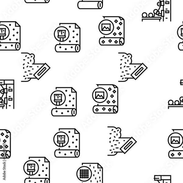 Fototapeta Wallpaper Interior Vector Seamless Pattern Thin Line Illustration