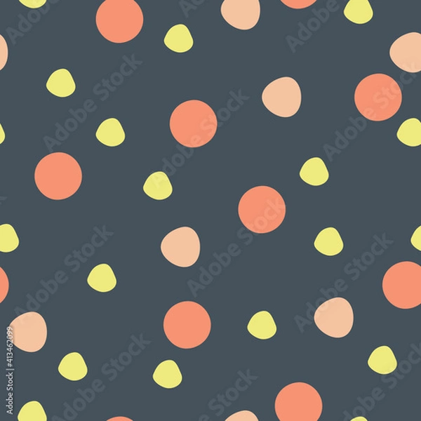 Fototapeta Big polka dots on dark grey background vector pattern