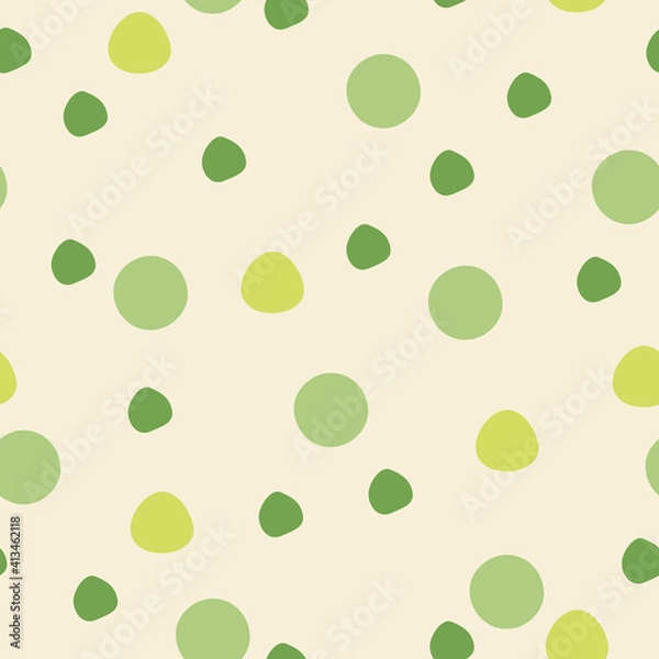 Fototapeta Big polka dots green on light background vector pattern