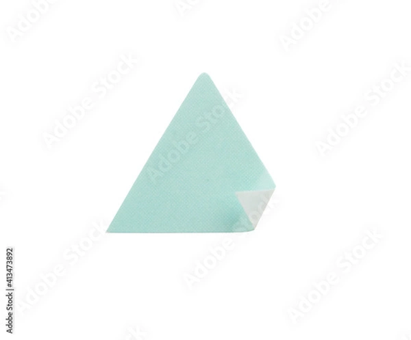 Fototapeta blue triangle shape sticker label isolated on white background