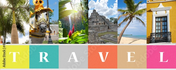 Obraz Travel concept background header format with vertical stories collection