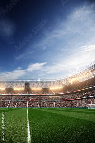 Obraz Empty soccer stadium at night 3d render