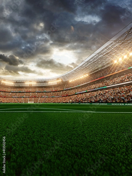 Obraz Empty soccer stadium in the evening light