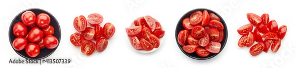 Obraz Set of tomatoes isolated on white, from above