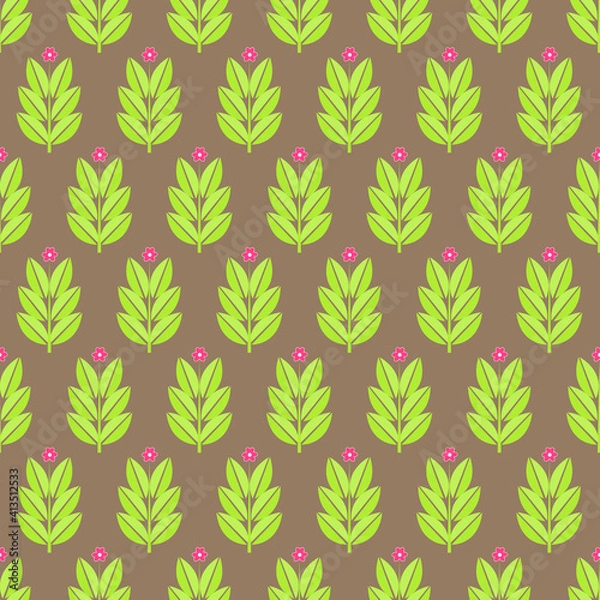 Obraz plant with pink flower with brown background seamless repeat pattern