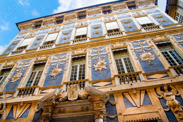 Fototapeta Genoa Italy is a city full of wonderful architecture and historic palaces.These contrast with the narrow alleys in the old city. Statues and churches  are everywhere. It is a city that needs exploring