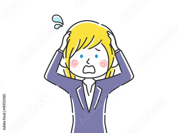 Fototapeta 頭を抱える白人ビジネスウーマンのイラスト