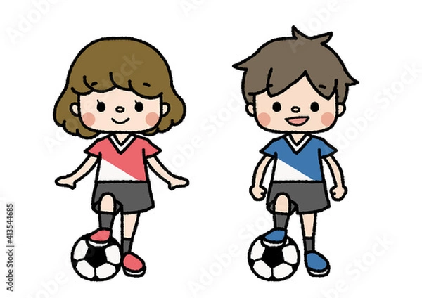 Obraz サッカー部員のイラスト　習い事・部活・趣味　カラー