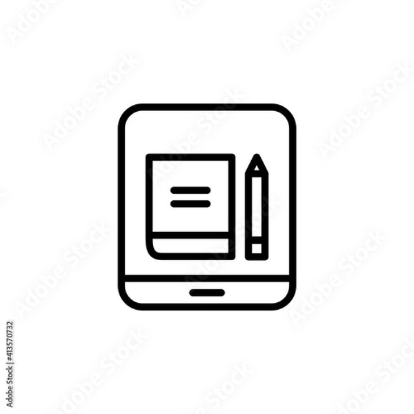 Fototapeta Online study tab icon with outline style. Icons for online learning and home study.