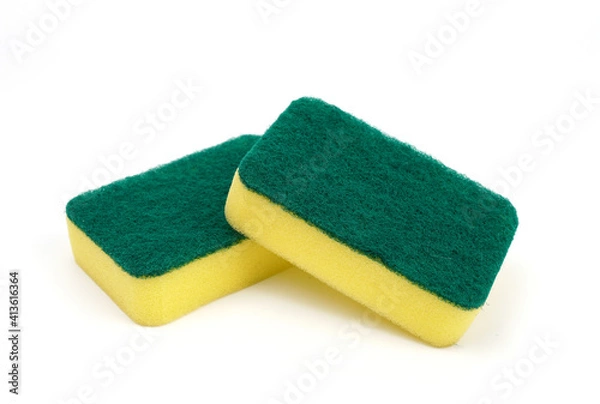Fototapeta dishwashing sponge isolated on white background.