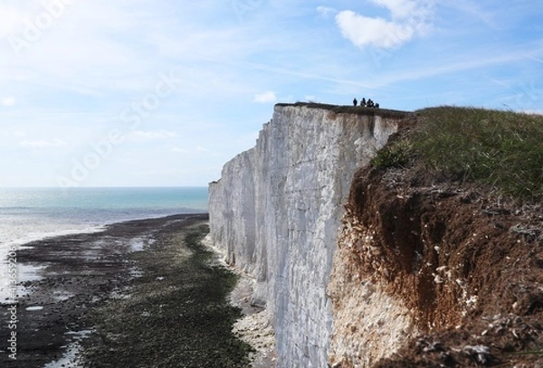 Fototapeta The rocky cliff edge of Anglli, the cliff complex of the 7 Sisters in England