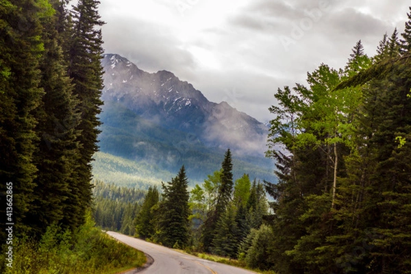 Obraz misty, mountain road, Canada