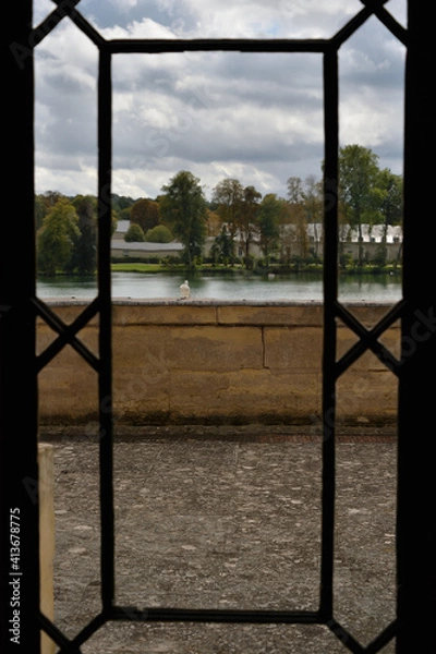 Fototapeta フォンテーヌブロー城、窓からの風景、フランス
