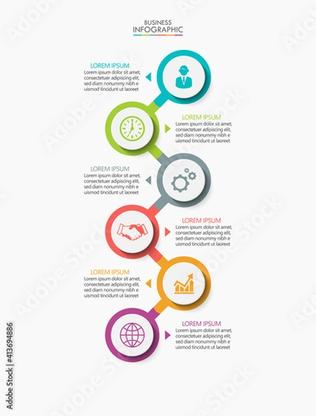 Fototapeta Business data visualization. timeline infographic icons designed for abstract background template milestone element modern diagram process technology digital marketing data presentation chart Vector