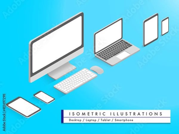 Obraz アイソメトリックイラスト_パソコン タブレット スマートフォン