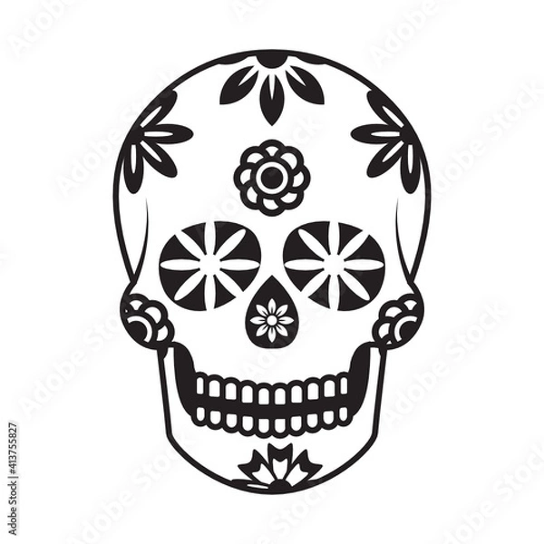 Fototapeta Mexican Circular Skill Calaveras Pattern 