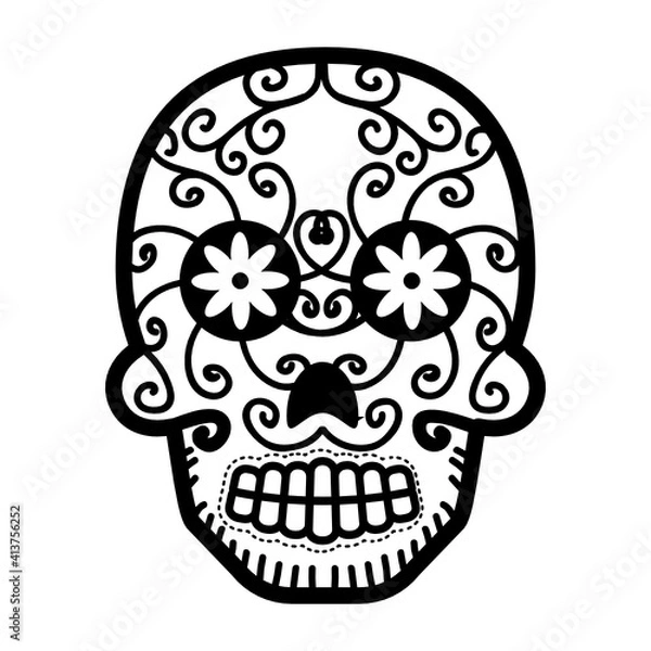 Fototapeta Mexican Circular Skill Calaveras Pattern 