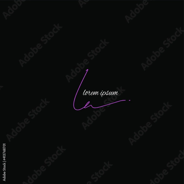 Obraz LA initial handwritten calligraphy, for monogram and logo