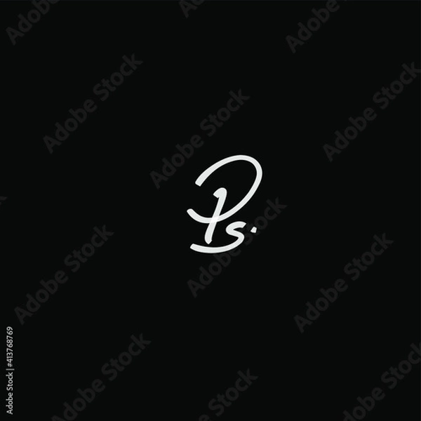 Fototapeta PS initial handwritten calligraphy, for monogram and logo