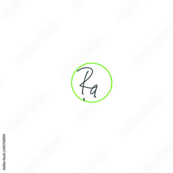 Obraz RA initial handwritten calligraphy, for monogram and logo