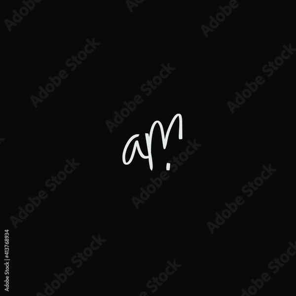 Fototapeta AM initial handwritten calligraphy, for monogram and logo