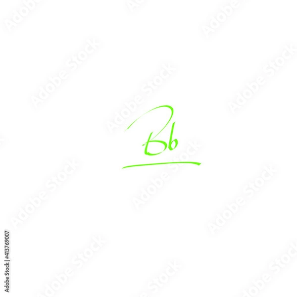 Obraz BB initial handwritten calligraphy, for monogram and logo