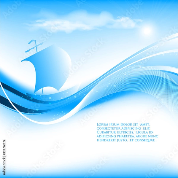 Fototapeta blue seascape vector. Eps10