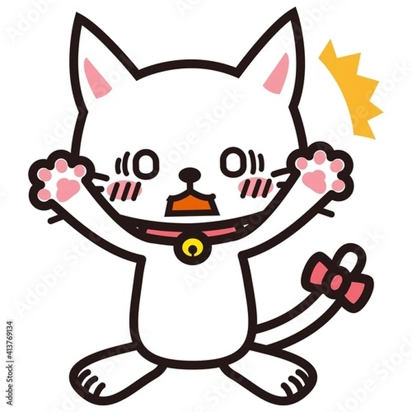 Fototapeta ビックリして白目になる白い猫