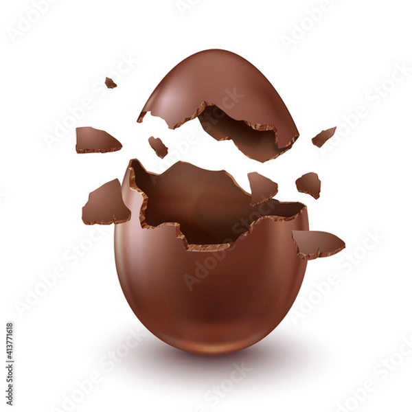 Obraz Chocolate egg, child's surprise for Easter and holidays, broken.